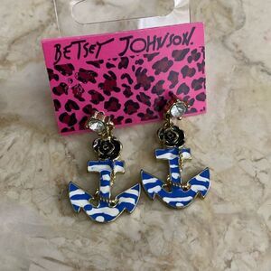 NEW! Betsey Johnson Anchor Nautical Dangle Earrings